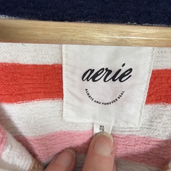 Aerie Restart 1/4 Quarter Zip Hoodie XL Oversized Cropped Terry Cloth Colorful - Picture 4 of 7